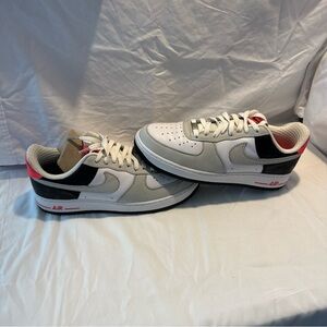 Nike Air Force 1 Sneakers - White and Black with Red Accents